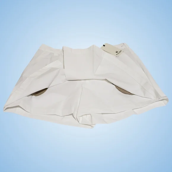 TILLEY Tech Stretch Woven Inverted Front Pleat Skort Women Large White NWT - Picture 2 of 5